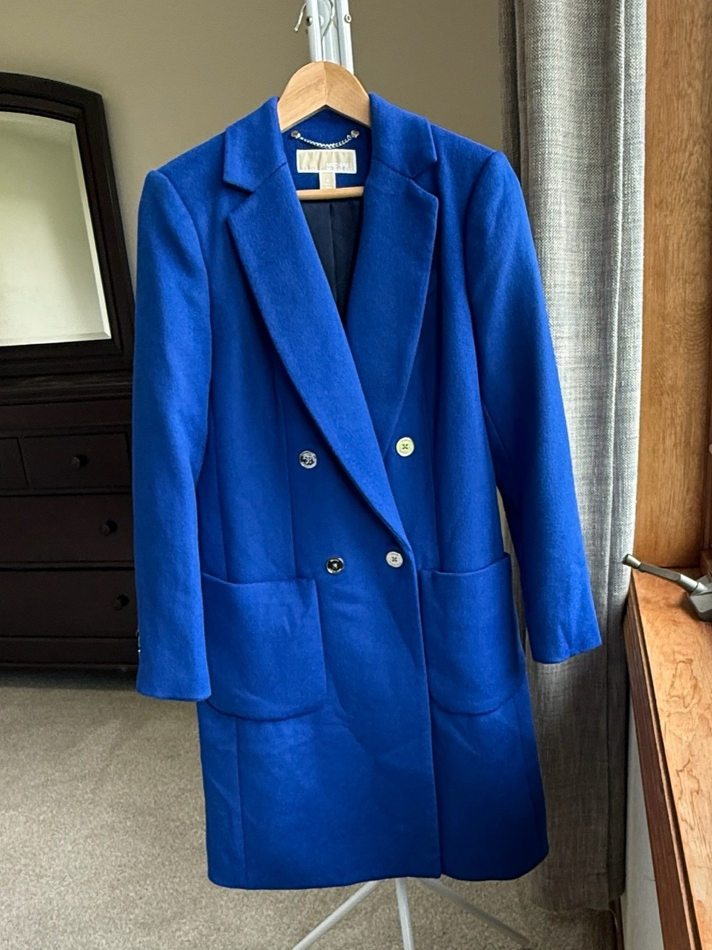 Michael Kors Women’s Double-Breasted Pea Coat in Royal Blue Size 4